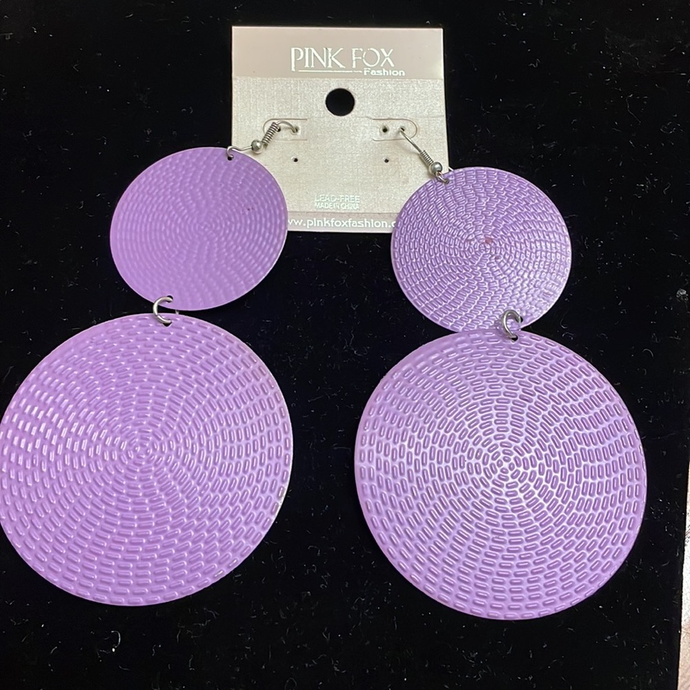 Purple Pink Fox Fashion Earrings.